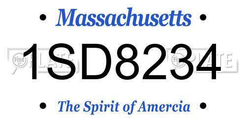 1SD8234 Massachusetts License Plate