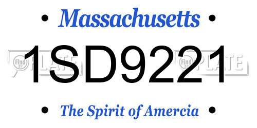 1SD9221 Massachusetts License Plate