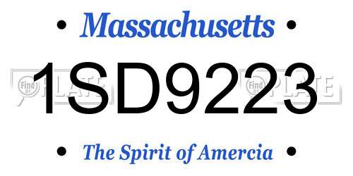 1SD9223 Massachusetts License Plate