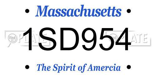 1SD954 Massachusetts License Plate