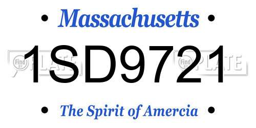 1SD9721 Massachusetts License Plate