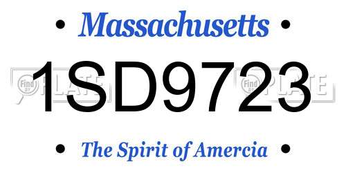 1SD9723 Massachusetts License Plate