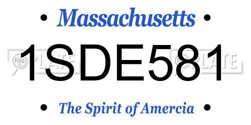 1SDE581 Massachusetts License Plate