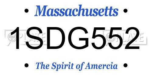 1SDG552 Massachusetts License Plate