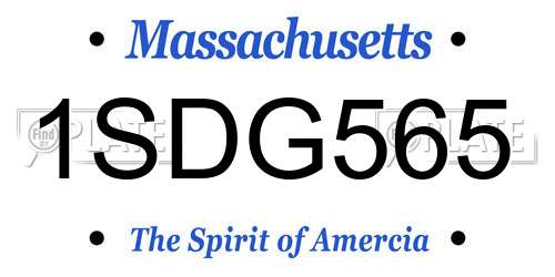 1SDG565 Massachusetts License Plate