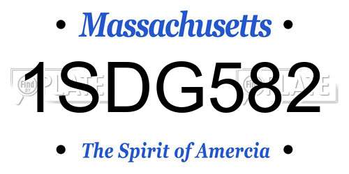 1SDG582 Massachusetts License Plate