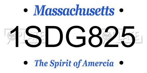 1SDG825 Massachusetts License Plate