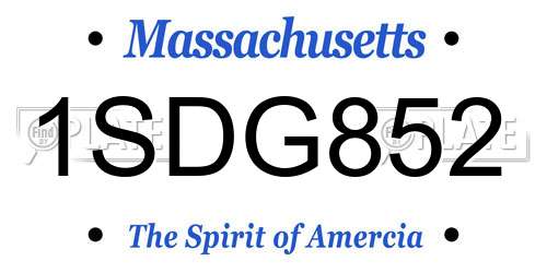 1SDG852 Massachusetts License Plate