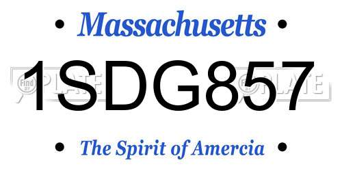1SDG857 Massachusetts License Plate