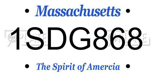 1SDG868 Massachusetts License Plate