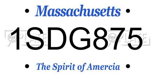 1SDG875 Massachusetts License Plate