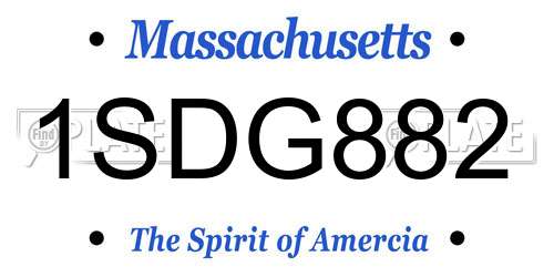 1SDG882 Massachusetts License Plate