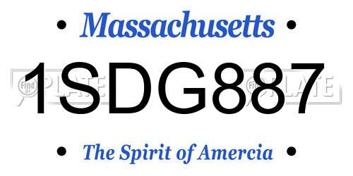1SDG887 Massachusetts License Plate