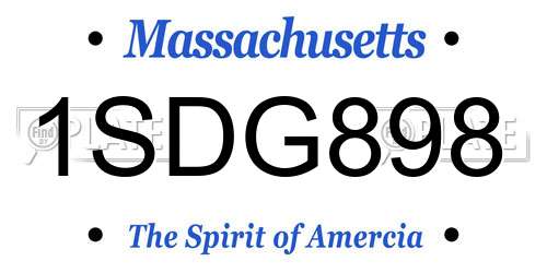 1SDG898 Massachusetts License Plate