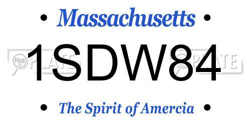 1SDW84 Massachusetts License Plate