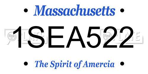 1SEA522 Massachusetts License Plate