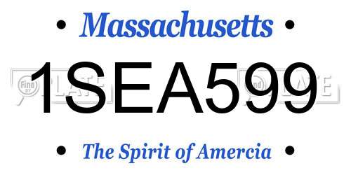1SEA599 Massachusetts License Plate