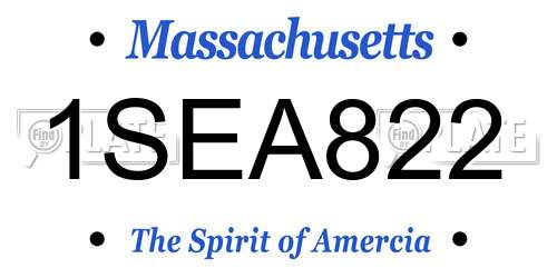 1SEA822 Massachusetts License Plate