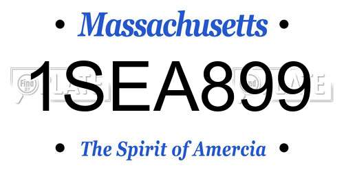 1SEA899 Massachusetts License Plate