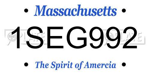 1SEG992 Massachusetts License Plate