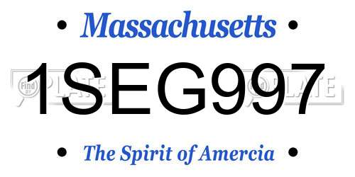 1SEG997 Massachusetts License Plate