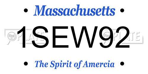 1SEW92 Massachusetts License Plate