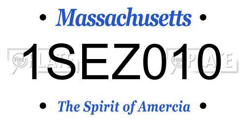1SEZ010 Massachusetts License Plate