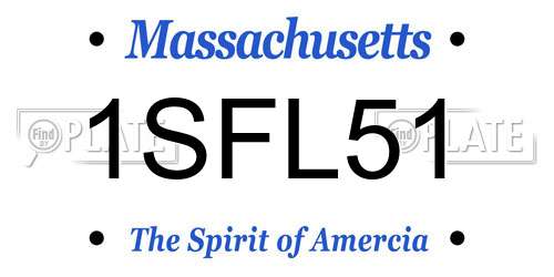 1SFL51 Massachusetts License Plate
