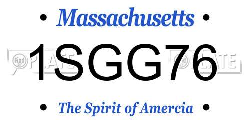 1SGG76 Massachusetts License Plate