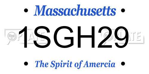 1SGH29 Massachusetts License Plate