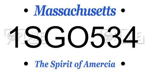 1SGO534 Massachusetts License Plate
