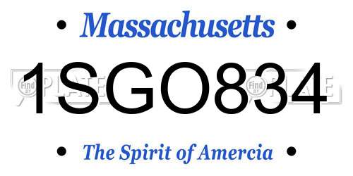 1SGO834 Massachusetts License Plate