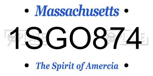 1SGO874 Massachusetts License Plate