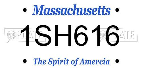 1SH616 Massachusetts License Plate