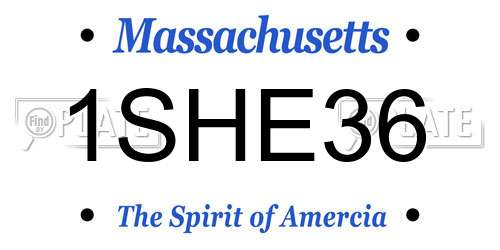 1SHE36 Massachusetts License Plate
