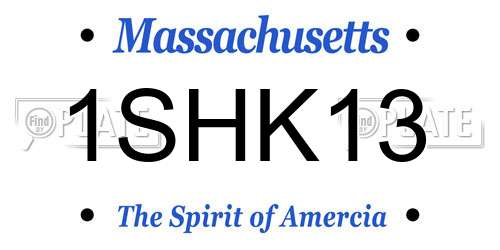 1SHK13 Massachusetts License Plate