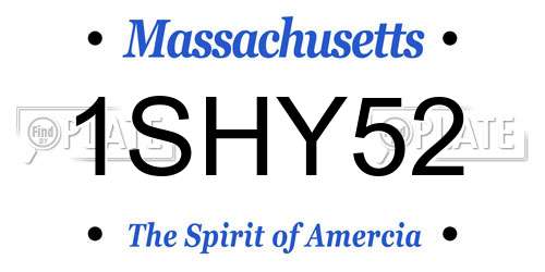 1SHY52 Massachusetts License Plate