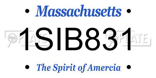 1SIB831 Massachusetts License Plate