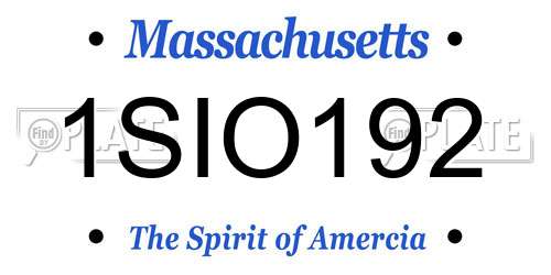 1SIO192 Massachusetts License Plate