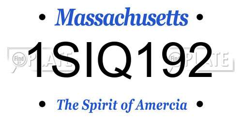1SIQ192 Massachusetts License Plate