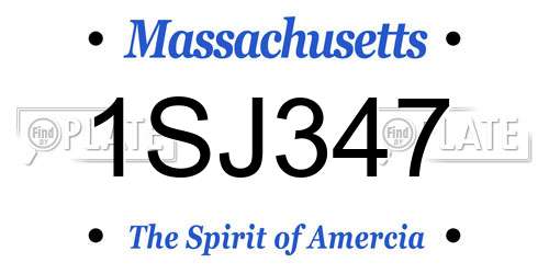 1SJ347 Massachusetts License Plate