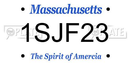 1SJF23 Massachusetts License Plate