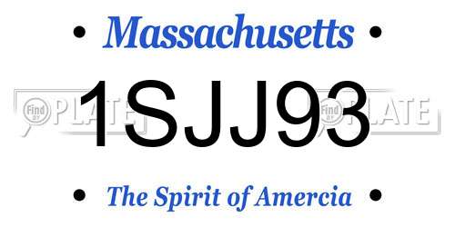 1SJJ93 Massachusetts License Plate
