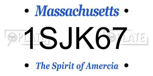 1SJK67 Massachusetts License Plate