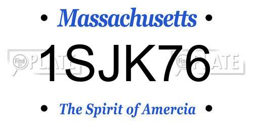 1SJK76 Massachusetts License Plate