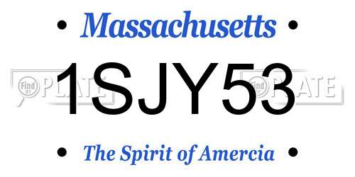 1SJY53 Massachusetts License Plate