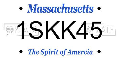 1SKK45 Massachusetts License Plate