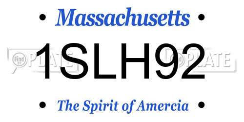 1SLH92 Massachusetts License Plate