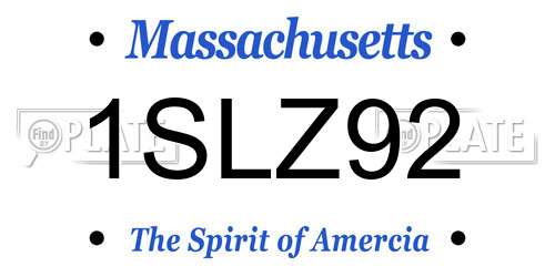 1SLZ92 Massachusetts License Plate