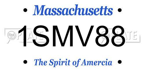 1SMV88 Massachusetts License Plate